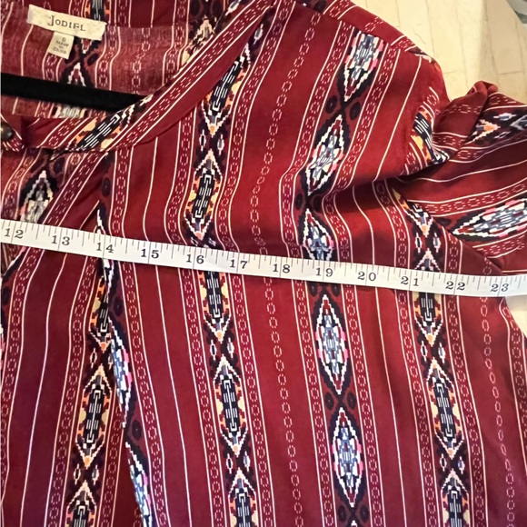 JODIFL Burgundy Boho Patterned Oversize V-Neck Tunic size Small - Picture 8 of 9